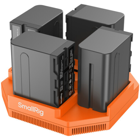 SmallRig 4837 - czterokanałowa ładowarka do akumulatorów NP-F550/F570/F750/F970 - przykład użycia